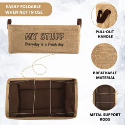 Kuber Industries Brown 3 Pieces Printed Foldable Drawer Organisers image 4