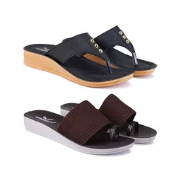 BERSACHE Women Pack Of 2 Casual One Toe Flats-image-83