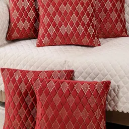 TANLOOMS Set Of 5 Maroon Velvet Square Cushion Covers-image-59