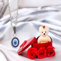 UNIVERSITY TRENDZ Evil Eye Pendant Chain & Teddy Bear Gift Set-28