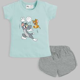 YK X Minute Mirth Girls Printed Pure Cotton Tshirt with Shorts-picture-28