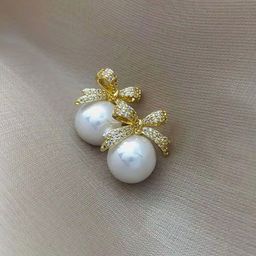 Tiso Korean Gold-Plated Pearls Beaded Contemporary Studs-image-15