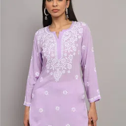 PARAMOUNT CHIKAN Ethnic Motifs Embroidered Chikankari Modal Kurti-picture-45