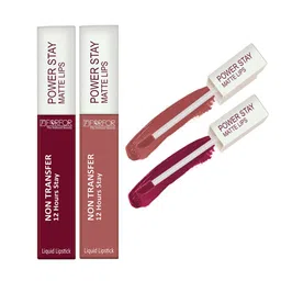 FORFOR Power Stay Set Of 2 Liquid Matte Lipstick -5ml Each-Bridal Maroon 09-Sandy Nude 21-14