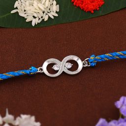 Estele Rhodium-plated Crystal-studded Infinity Charm Rakhi-2