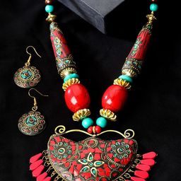 Shining Diva Gold-Plated Artificial Beads Jewellery Set-1