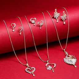 Kennice Set of 3 Gold-Plated CZ-Studded Pendant Set-image-24