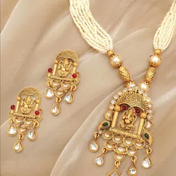 Mansiyaorange Gold Plated & Ganesha Charm Jewellery Set-11