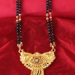 MEENAZ Gold-Plated & Beaded Long Chain Mangalsutra-11