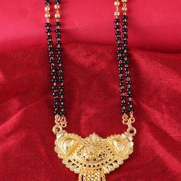 MEENAZ Gold-Plated & Beaded Long Chain Mangalsutra-7