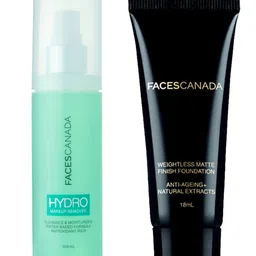 FACES CANADA Hydro Makeup Remover 100ml+Weightless Matte Finish Mini Foundation 18ml-24