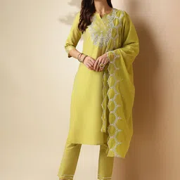 Anouk Women Embroidered Regular Thread Work Kurta with Trousers & With Dupatta-picture-57