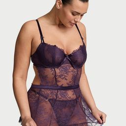 Victoria's Secret Unlined Rose Lace Apron Baby Doll-image-13