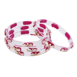 ZULKA Set Of 4 Stone-Studded Glass Bangles image 3