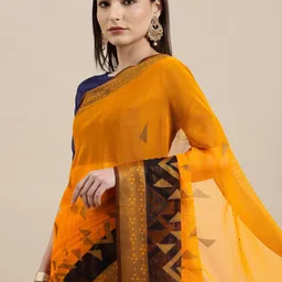 DIVASTRI Abstract Printed ZariBrasso Saree image 2