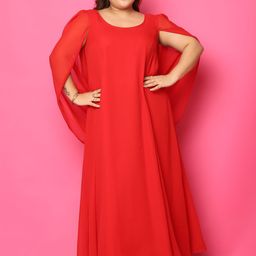 theRebelinme Slit Sleeve Georgette A-Line Maxi Dress-image-73