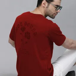 Rigo Men Floral Printed Round Neck Cotton Oversized T-shirt-image-18
