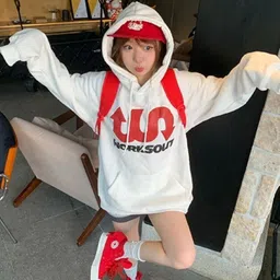 KPOP Women Typography Printed Hooded Sweatshirt-picture-6