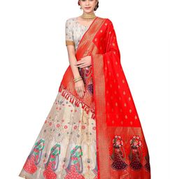 Warthy Ent Printed Semi-Stitched Lehenga & Unstitched Blouse With Dupatta-image-79