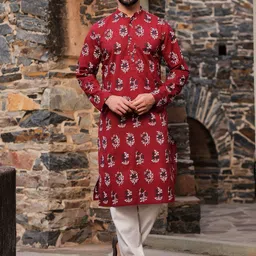 SAY Men Ethnic Motifs Printed Summer Sheers Kurta-39