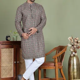 Jompers Ethnic Motifs Printed Mandarin Collar Straight Kurta With Trouser-picture-45