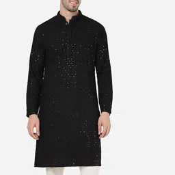 ADHIRAJAN Men Geometric Embroidered Chikankari Kurta-16