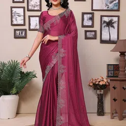 DIVASTRI Embellished Beads and Stones Silk Blend Saree-image-17