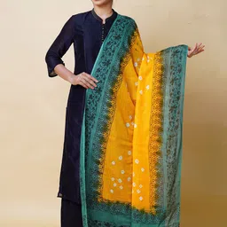 Unnati Silks Ethnic Motifs Dyed Cotton Silk Bandhani Dupatta-26