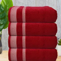 Aura Maroon & White 4 Striped Cotton 400 GSM Bath Towel-17