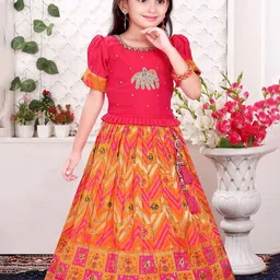 Lagorii Girls Embroidered Beads and Stones Banarasi Silk Ready to Wear Lehenga & Blouse-image-34