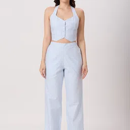 PEACH & PANDA Striped Halter Neck Top With Trousers Co-Ords-image-56
