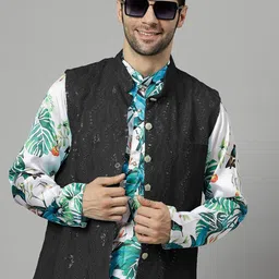 Utsav Fashion Embroidered Georgette Nehru Jacket-picture-50
