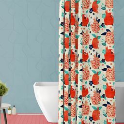 ArtzFolio Off White & Red Printed Waterproof Shower Curtain-11