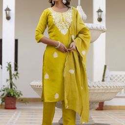 zinzraa Women Woven Design Woven Design Kurta with Trousers & Dupatta-image-19