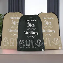 Aura Brown & Black 3 Pieces Printed Water Resistant Laundry Bags-14