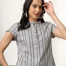 Anouk Rustic Women Vertical Stripes Striped Cotton Shirt Style Regular Top-image-69