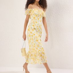 Trendyol Women Floral Printed Ruffles A-Line Midi Dresses-picture-23