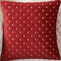 Decorative Dot Design Set of 1, Maroon Color Velvet Cushion Covers-image-15
