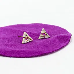 VAGHBHATT Gold-Plated Zircon Studded Triangular Studs image 3