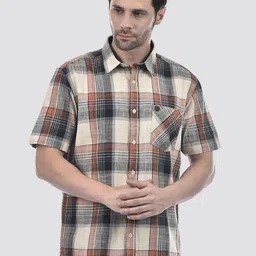 Numero Uno Tartan Checks Spread Collar Long Sleeves Cotton Casual Shirt-image-14