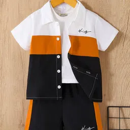 INCLUD Boys Colourblocked Short Sleeves Shirt With Shorts-image-58