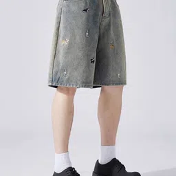 StyleCast x Revolte Men Printed Low-Rise Regular Fit Denim Shorts-picture-10