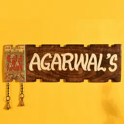 AAKRITI ART CREATIONS Brown & Gold-Toned Dhokra Patterned Handcrafted Name Plate Wall Decor-image-75