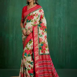TIRA Floral Printed Zari Saree-image-41