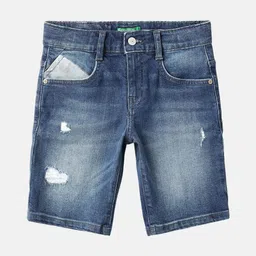 United Colors of Benetton Boys Washed Regular Fit Distressed Shorts-image-28