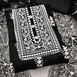 Ishin Embroidered Organza Unstitched Dress Material-image-20