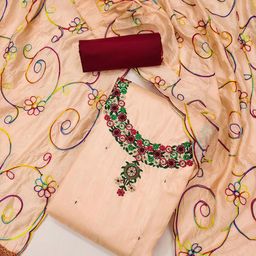 SHADOW & SAINING Floral Embroidered Sequinned Coco Silk Unstitched Dress Material-image-23