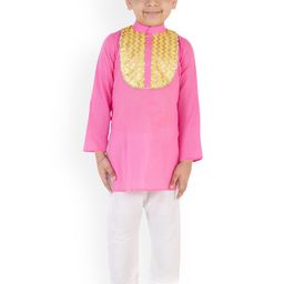 TinyPants Boys Yoke Design Regular Pure Cotton Kurta with Pyjamas-34