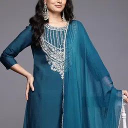 KSUT Women Embroidered Regular Kurta with Trousers & With Dupatta-picture-27