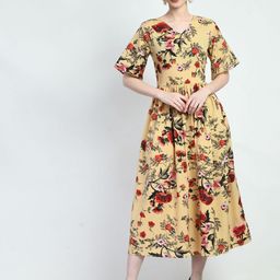 AGARU Floral Printed Fit & Flare Midi Dress-image-44